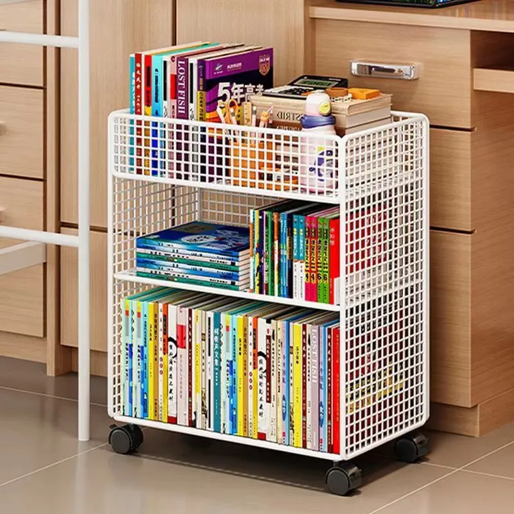书本置物架桌下置物架可移动小书架书桌旁收纳置物架简易铁艺书架