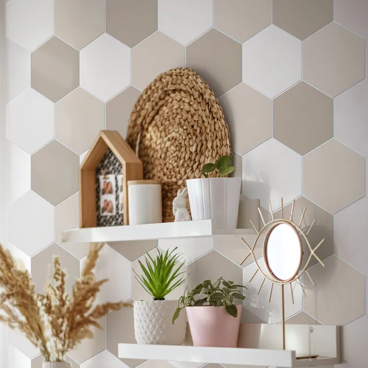 科拉莫调色师莫兰迪ins风网红六角砖 防水防潮翻新玄关3D立体墙贴