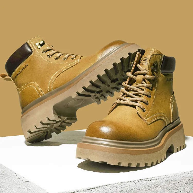 马丁靴男2025秋冬新款高帮靴子厚底户古英伦风冬季加绒工装大黄靴