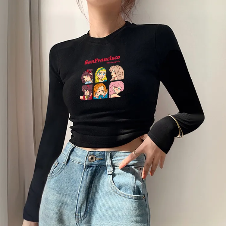 打底衫极简百搭圆领长袖T恤女秋季2025新款修身显瘦短款露脐上衣 