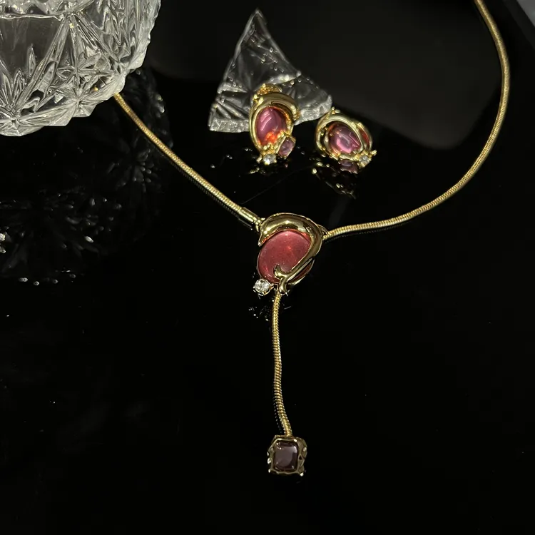 AOPOSS白姿 镀K金 [海豚湾]耳钉耳夹项链女款原创设计高颜