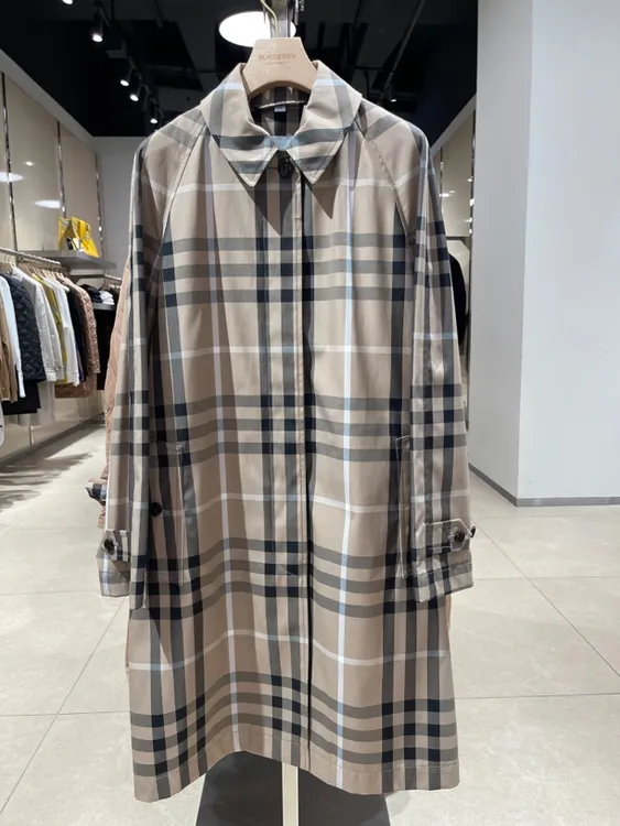 BURBERRY/博柏利女款格纹中长款风衣外套