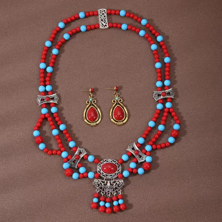 合金树脂吊坠 民族风西藏族复古流苏头饰额饰项链吊坠发饰品