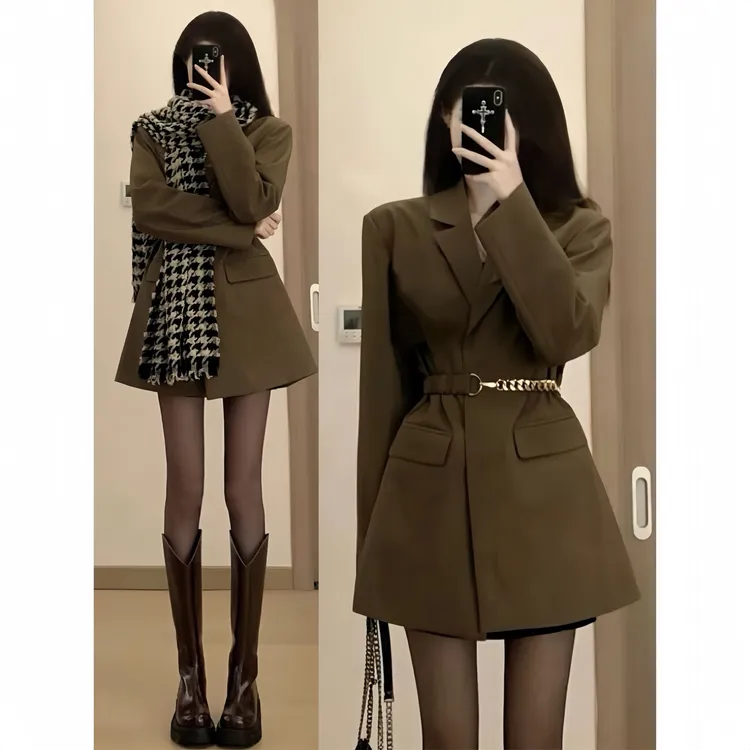 黑色西装套装外套女春秋小个子韩版高级感设计感休闲百搭小西服