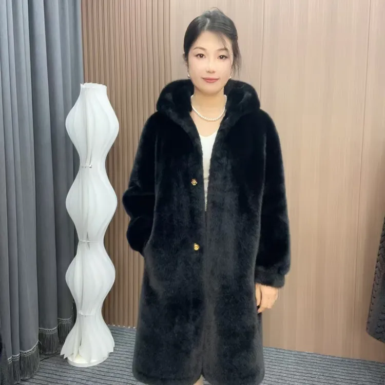 新款貂绒9085连帽款时尚气质设计师女士休闲韩版外套