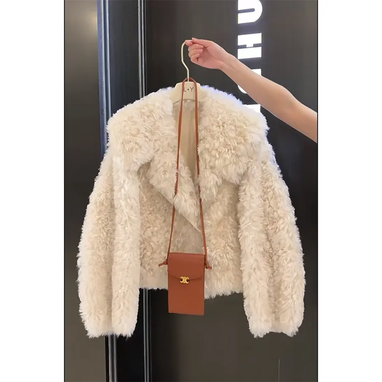 2026冬新款高级感翻领设计软糯舒适保暖短外套女时尚宽松长袖上衣