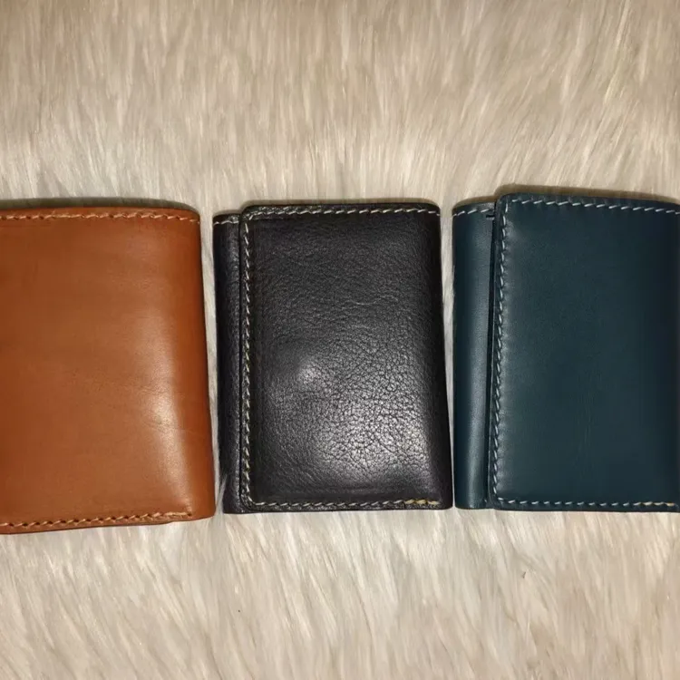 贵东复古真皮钱包男女RFID防盗多卡位短款三折钱夹零钱袋多功能