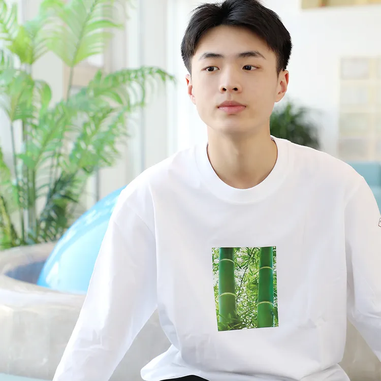 胸有成竹男士休闲纯棉长袖纯棉舒适印花宽松时尚百搭恤户外透气