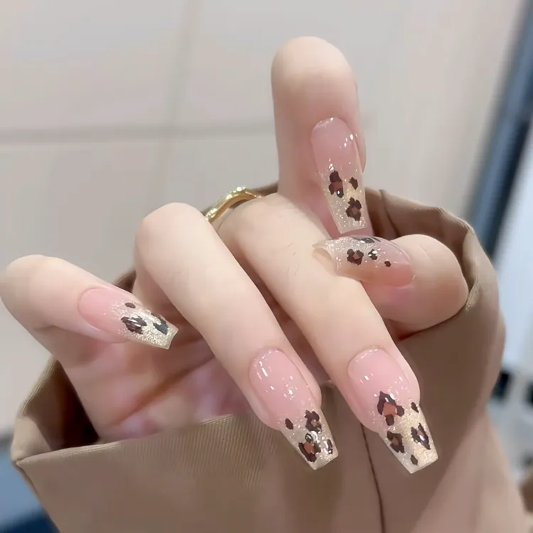 【金棕豹纹】夏月茉手工定制气质夏季穿戴甲可拆卸穿戴式美甲贴片