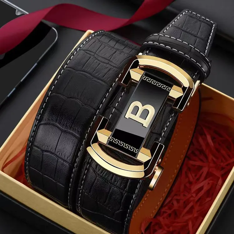 男士真皮腰带轻奢款男款自动扣头痞帅牛仔裤腰带牛皮带商务皮带男