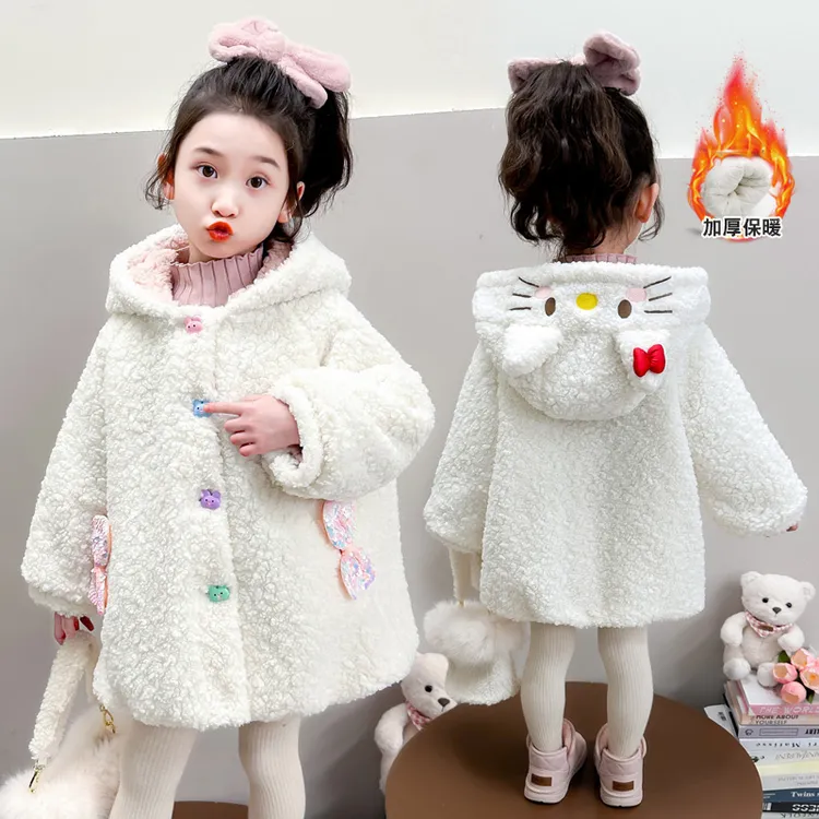 女童秋冬款外套摇粒绒加绒加厚冬装小女孩小孩女宝奥粒绒儿童大衣