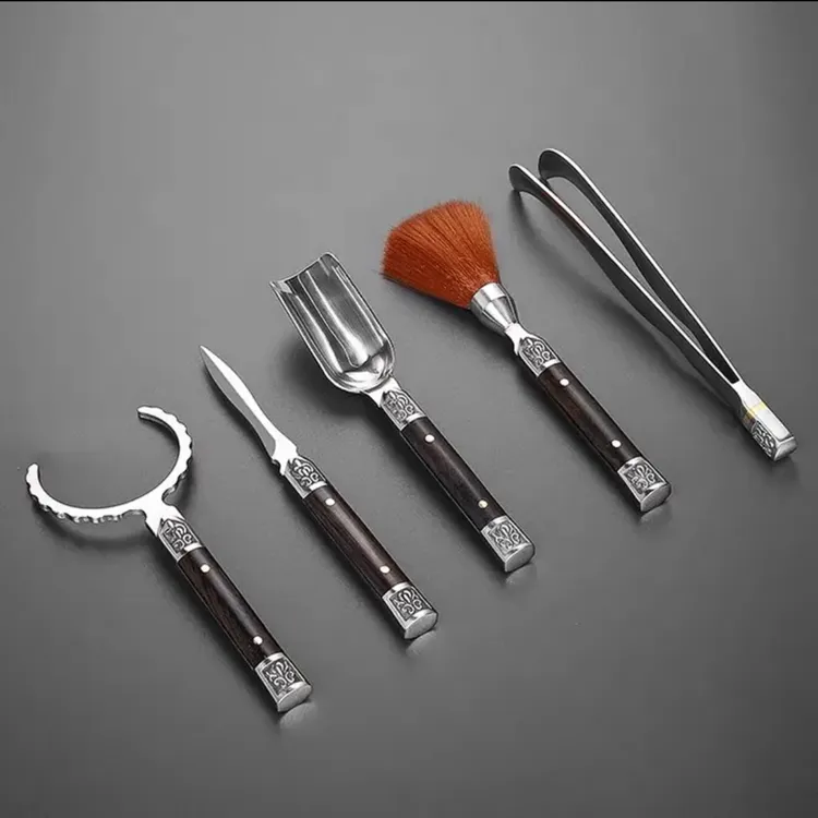 高档六君子配件高级茶铲泡茶配件茶勺茶针茶夹杯叉套装轻奢茶具