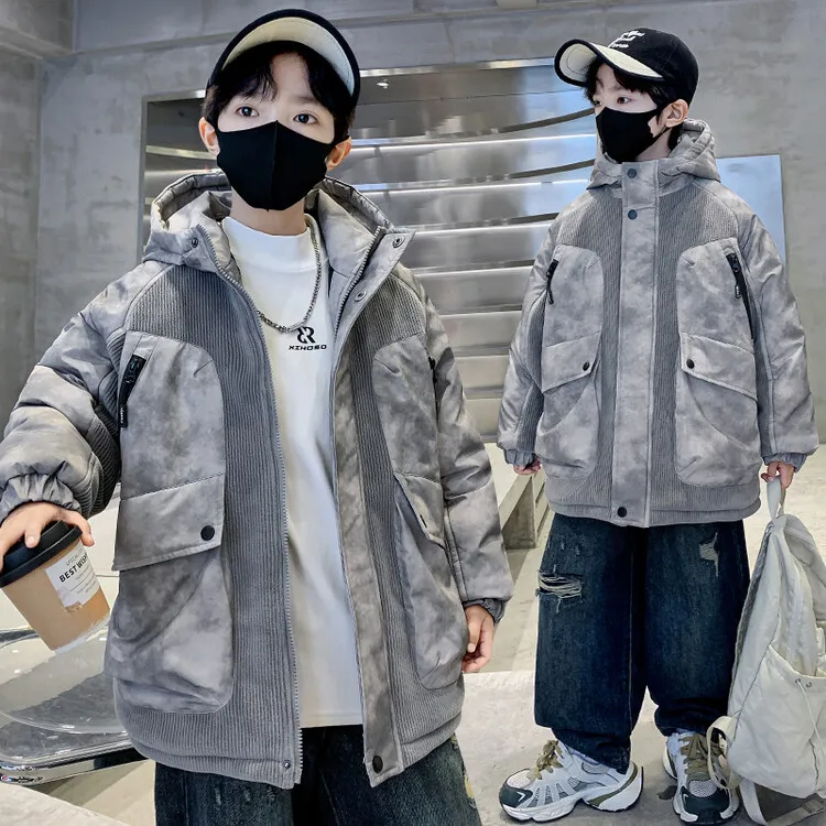儿童装男童冬装夹棉外套2024新款秋冬装中大童男孩冬季加厚派克服
