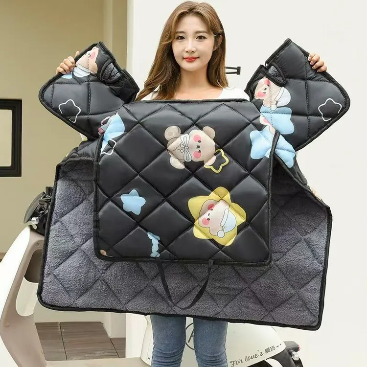 中小型电动车通用冬季防寒保暖防泼水厚款车载挡风衣电瓶车通用