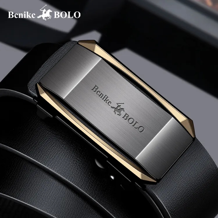 男士真皮皮带轻奢保罗韩版自动扣牛皮裤腰带中年商务时尚腰带男款