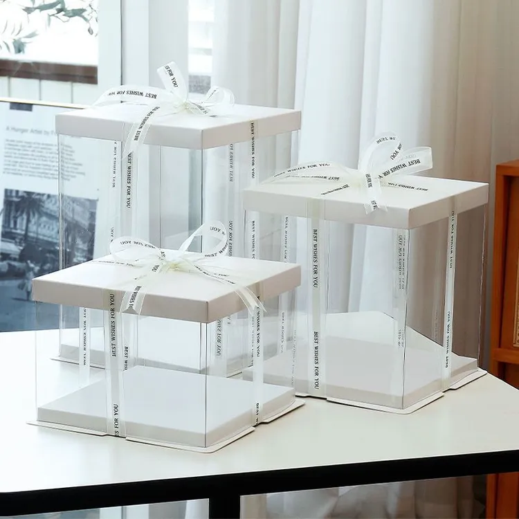 网红全透明蛋糕盒生日蛋糕包装正方形收纳盒字零食礼盒子家用防尘