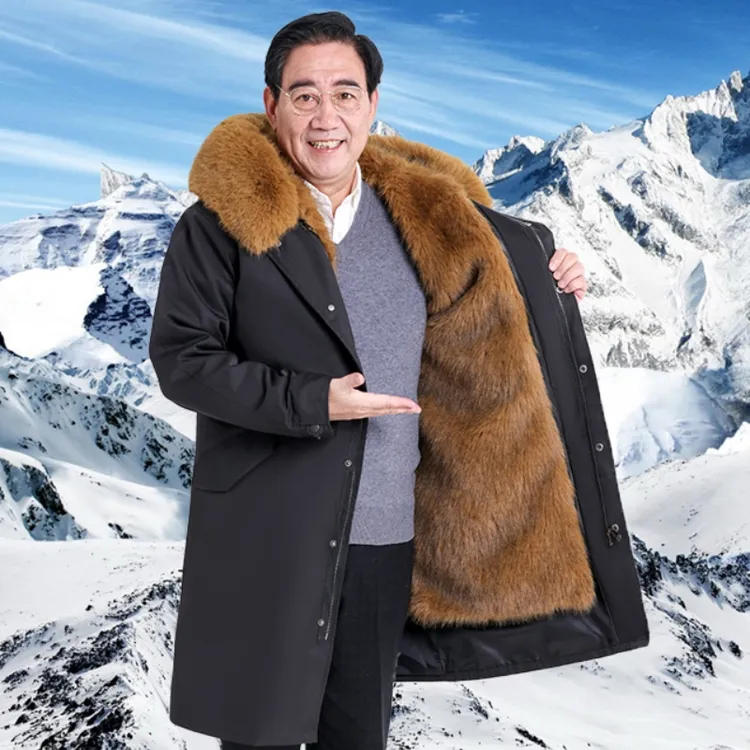 海宁派克服男士貂可拆卸内胆皮毛一体大衣中长款加厚保暖貂绒外套