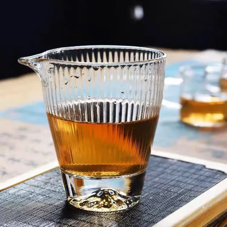 2025新款玻璃公道杯家用泡茶茶具竖纹耐热公道杯商务礼品伴手礼