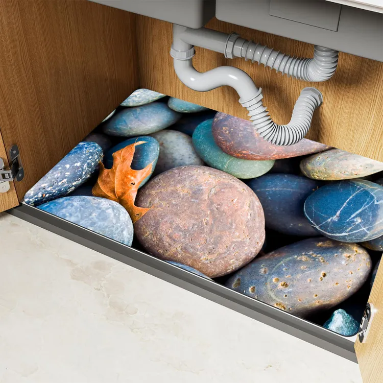 2025新款鹅卵石水晶绒下水槽垫家用装饰吸水耐脏门口防滑蹭脚垫