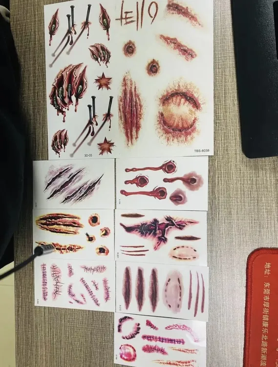 纹艾美伤疤伤痕女人创意套餐万圣节专用贴纸印刷潮流图案个人