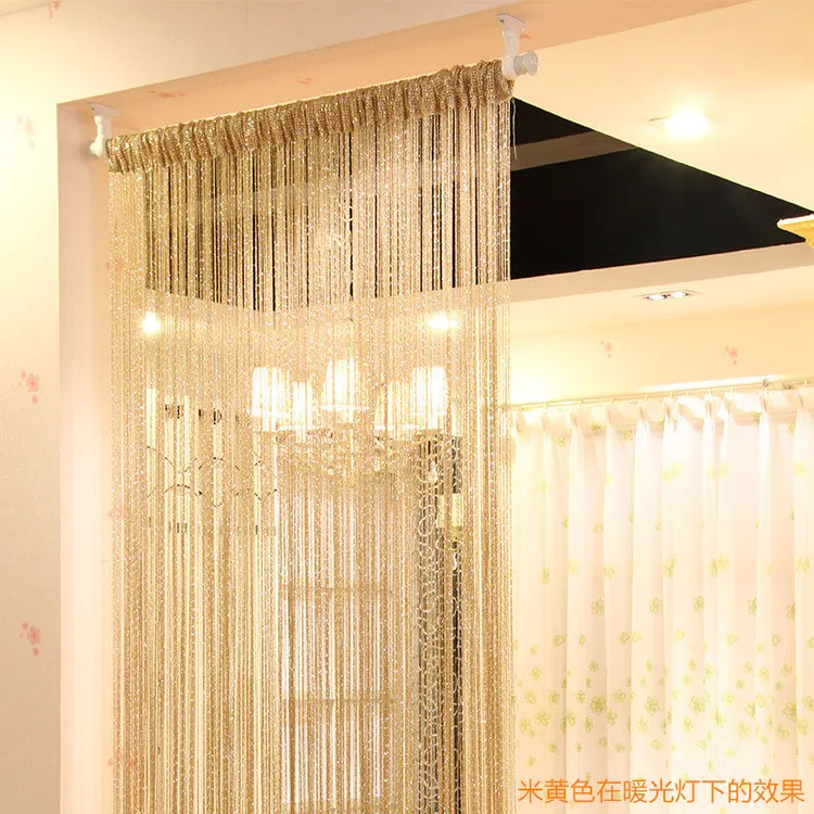 高档银丝加密双层线帘家用门帘挂帘客厅屏风隔断帘装饰流苏帘子