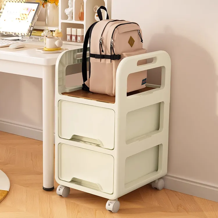 俏洁家用学生书包架多层带轮高级感书本收纳整理架书架落地置物架