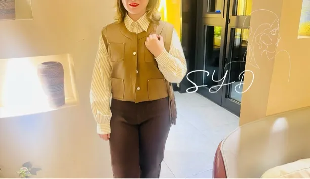 秋款高级感麂皮绒圆领马甲韩版衬衫麂皮绒流苏包三件套