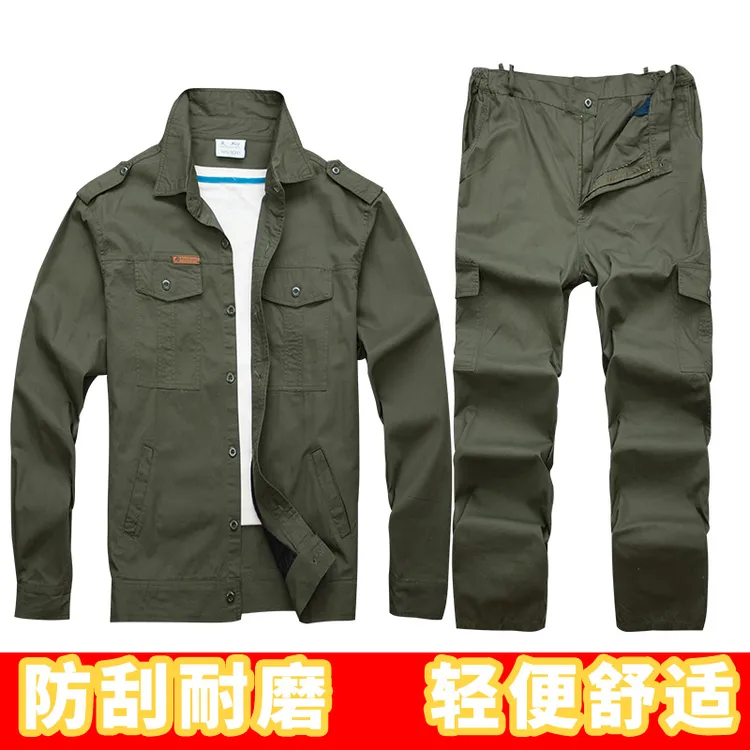 全棉薄款多口袋工作服夏季长袖夏季汽修电焊工工装