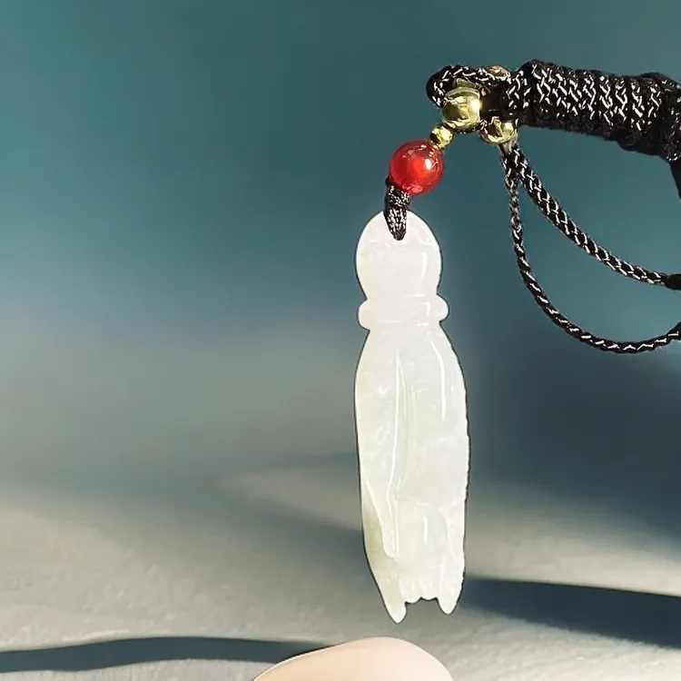 天然翡翠 A货佛手吊坠气质白色时尚平安无事多样性发其一