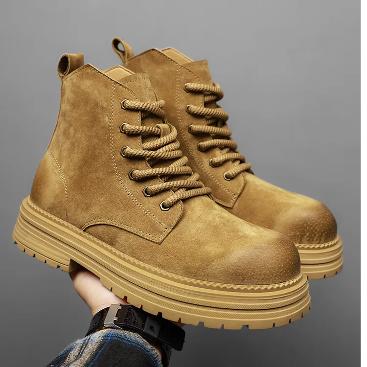 户外中帮工装靴防烫大头马丁靴2025百搭复古厚底增高防滑登山靴潮