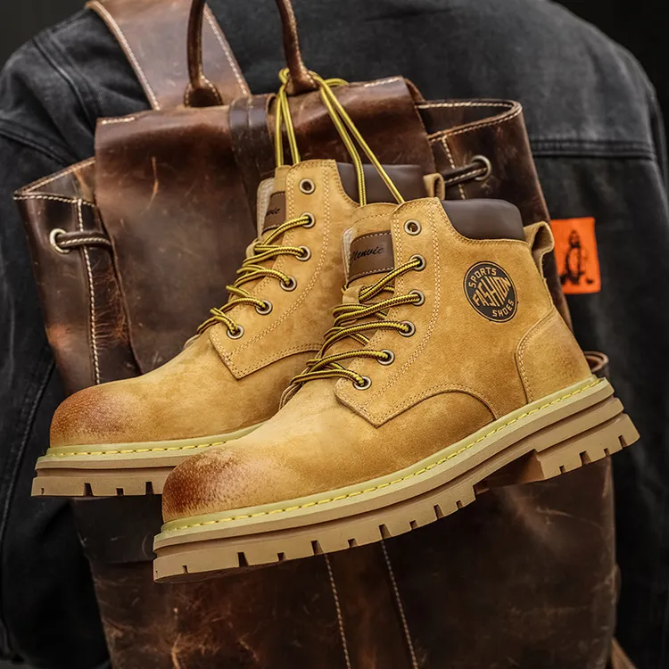 夏季薄款男女马丁靴防滑情侣户外登山工装靴厚底靴经典英伦大黄靴