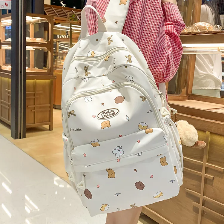 可爱印花书包女轻便大容量高中生初中生小学生校园背包减负双肩包