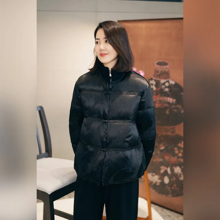 冬款国风新中式桑蚕丝冬季高端羽绒服保暖真丝白鹅绒24AW0271