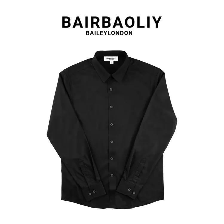 BAIRBAOLIY轻奢高品商务纯色休闲百搭经典男潮流长袖衬衫简约气质