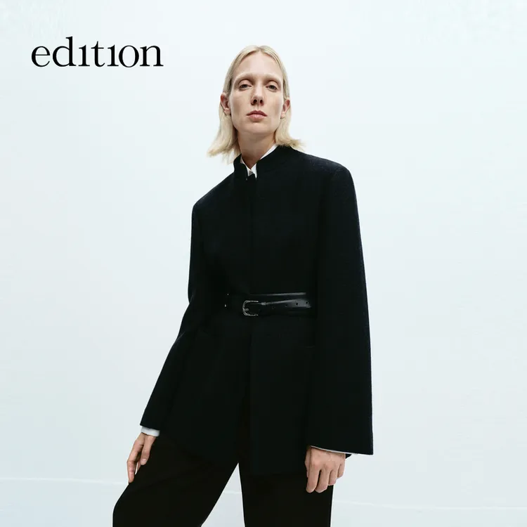 【商场同款】edition冬季款中式收腰毛呢外套#EBD4COT041