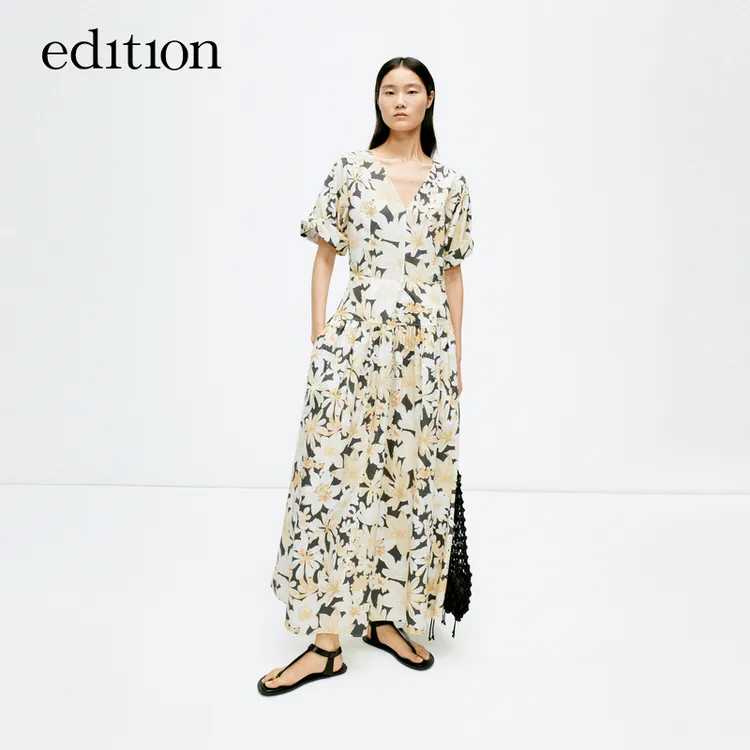 【商场同款】edition欧若风夏季款橘子花法式连衣裙#EBD2DRS075