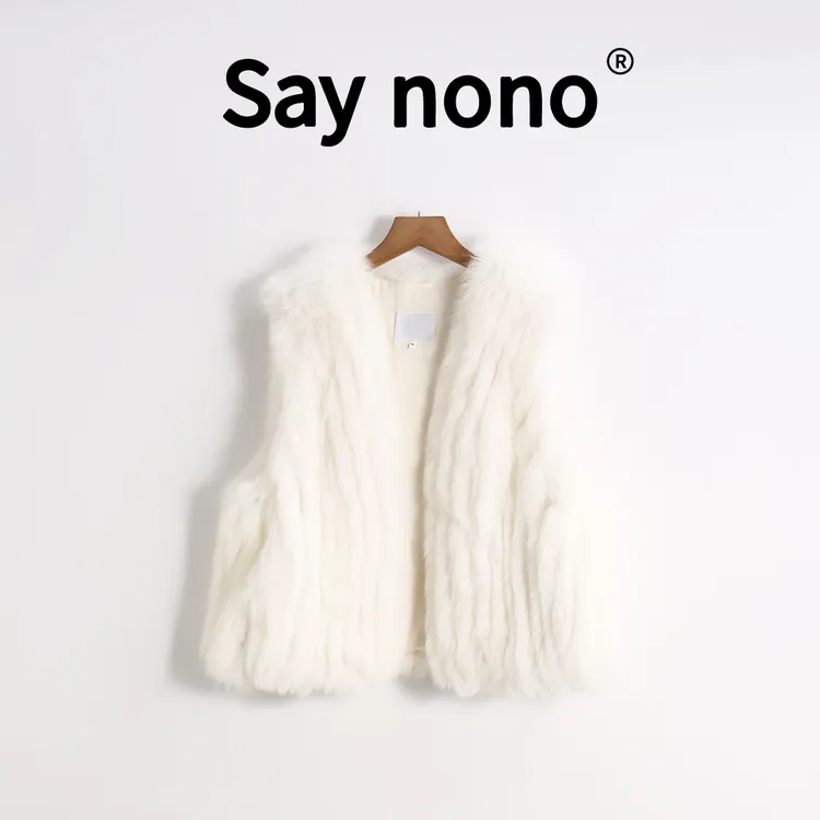 懒猫nono│Saynono 韩国欧尼＿狐狸毛编织马甲毛毛外套 /XGWL27A61