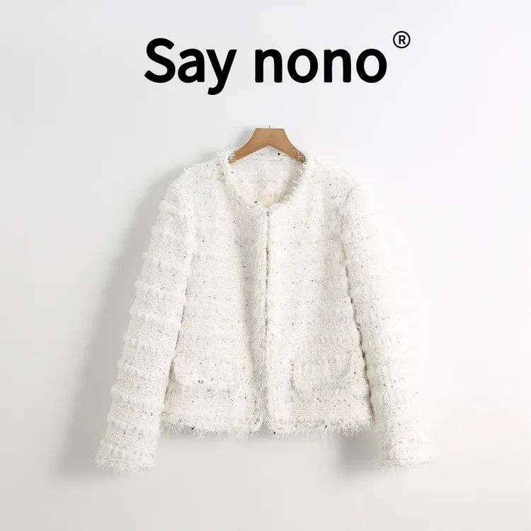 懒猫nono│Saynono 颜值沦陷流苏花边羽毛梦幻小香外套 DF80309