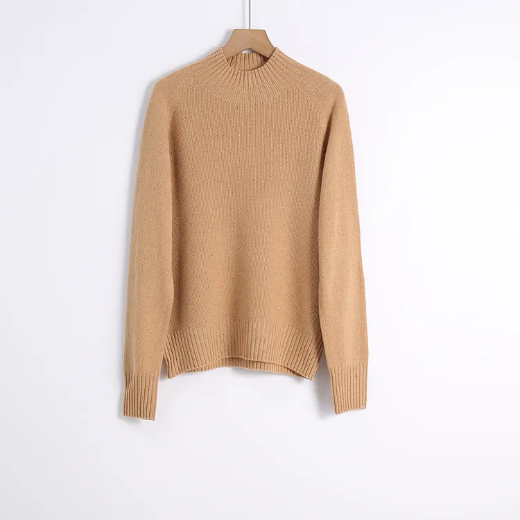 【HONEY AMOR】 半高领纯色宽松套头百搭短款针织衫 /YC8002