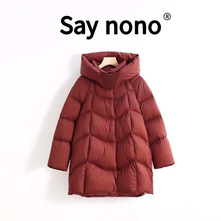 懒猫nono│Saynono 泡芙零压感磁吸穿扣蓬松中长款羽绒服 /CJ542
