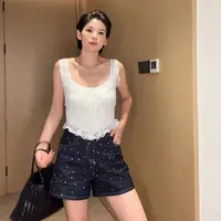 Daily Romance 复古设计百搭原色进口闪钻牛仔短裤