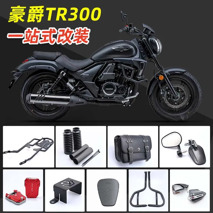 适用豪爵TR300改装件防护杠尾架保险杠脚撑后视镜一站式改装专车
