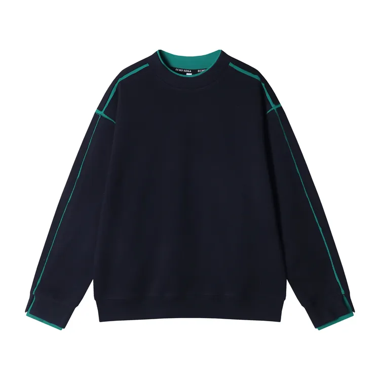 WY760季新款时尚个性美式撞色圆领长袖卫衣时尚宽松百搭上衣潮