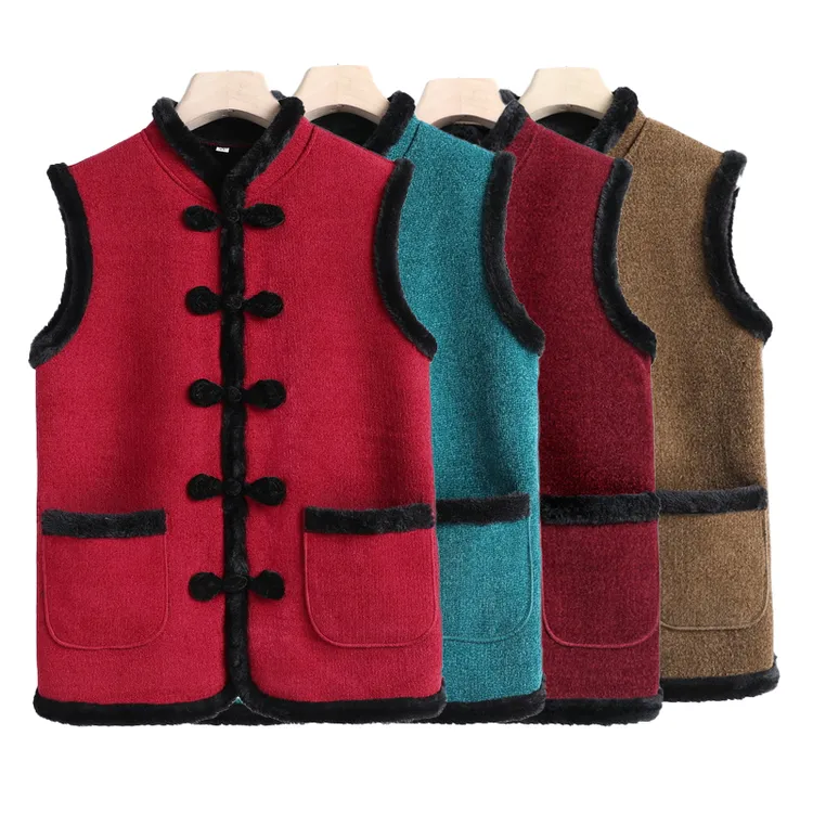 奶奶秋冬装马甲60岁中老年人女装抓绒内衣坎肩70老太太外套妈妈装