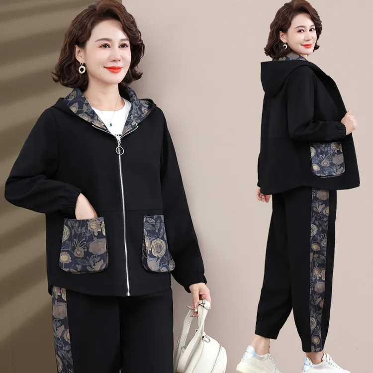 50岁妈妈秋装套装2024新款中老年女装宽松休闲上衣秋季奶奶装外套