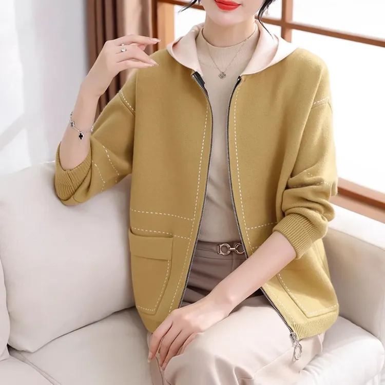 妈妈外套秋冬洋气针织开衫大码衣服2024新款40-50岁中老年女装
