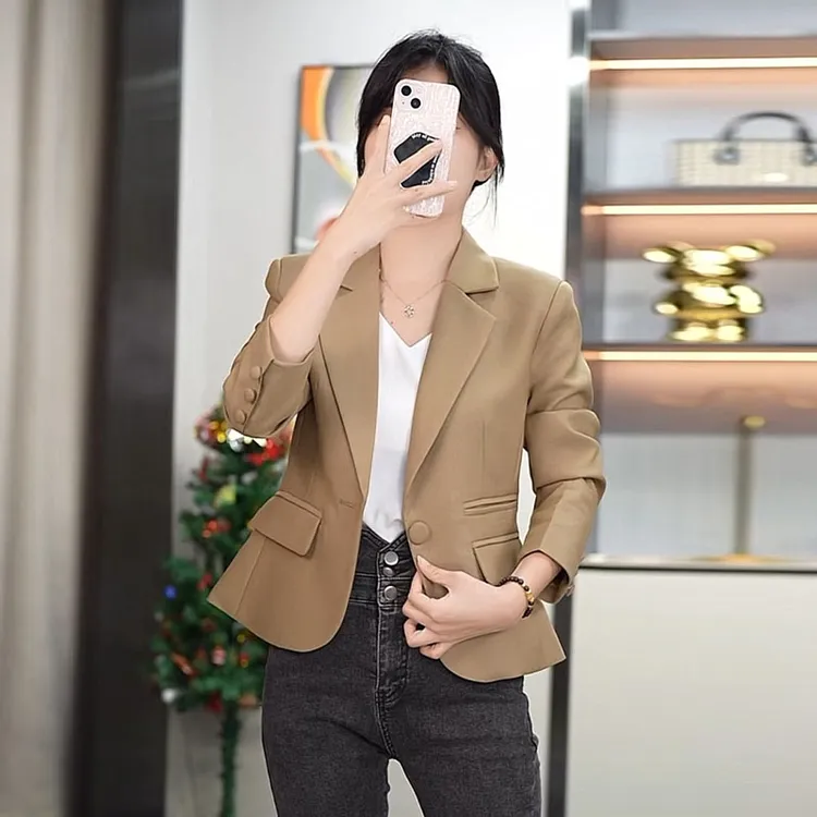 短款小个子咖色小西装外套女2025春秋季新款西服高级感女神范气质