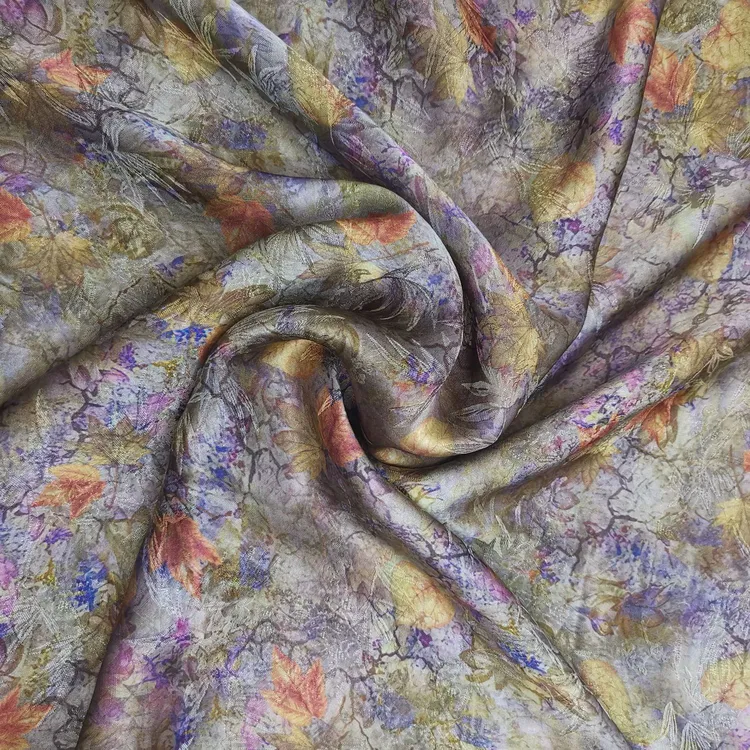 人丝红云纱花萝面料