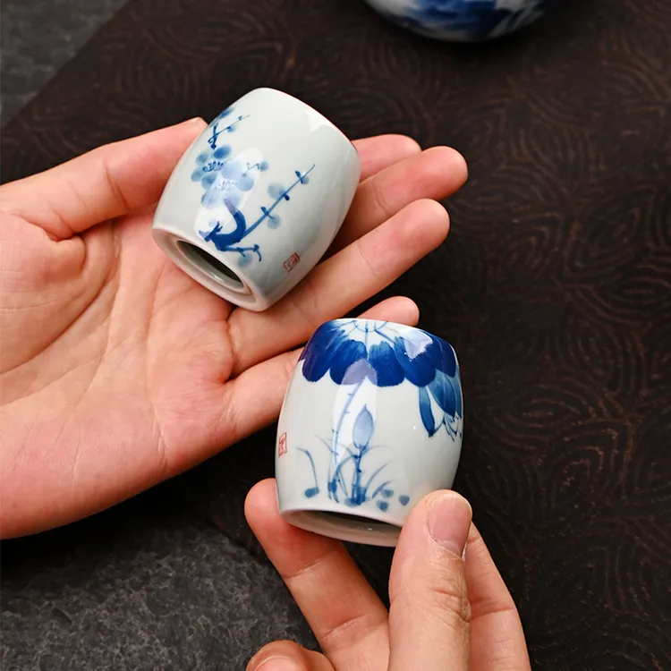 中式手绘青瓷盖置茶搁盖子茶室茶摆件壶盖托茶具盖子置架置托茶玩