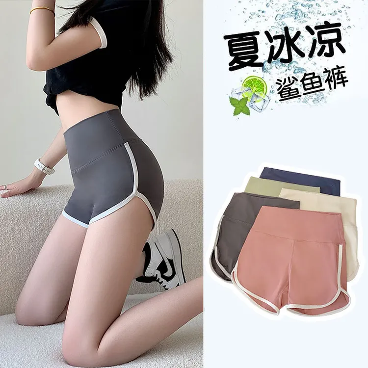 三分鲨鱼运动风安全短裤显瘦瑜伽高腰大码短裤修身打底裤防走光